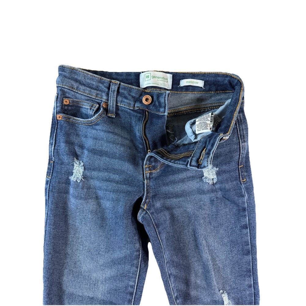 RE generation Womens Skinny Jeans Blue Medium Wash Distressed Size 1/25